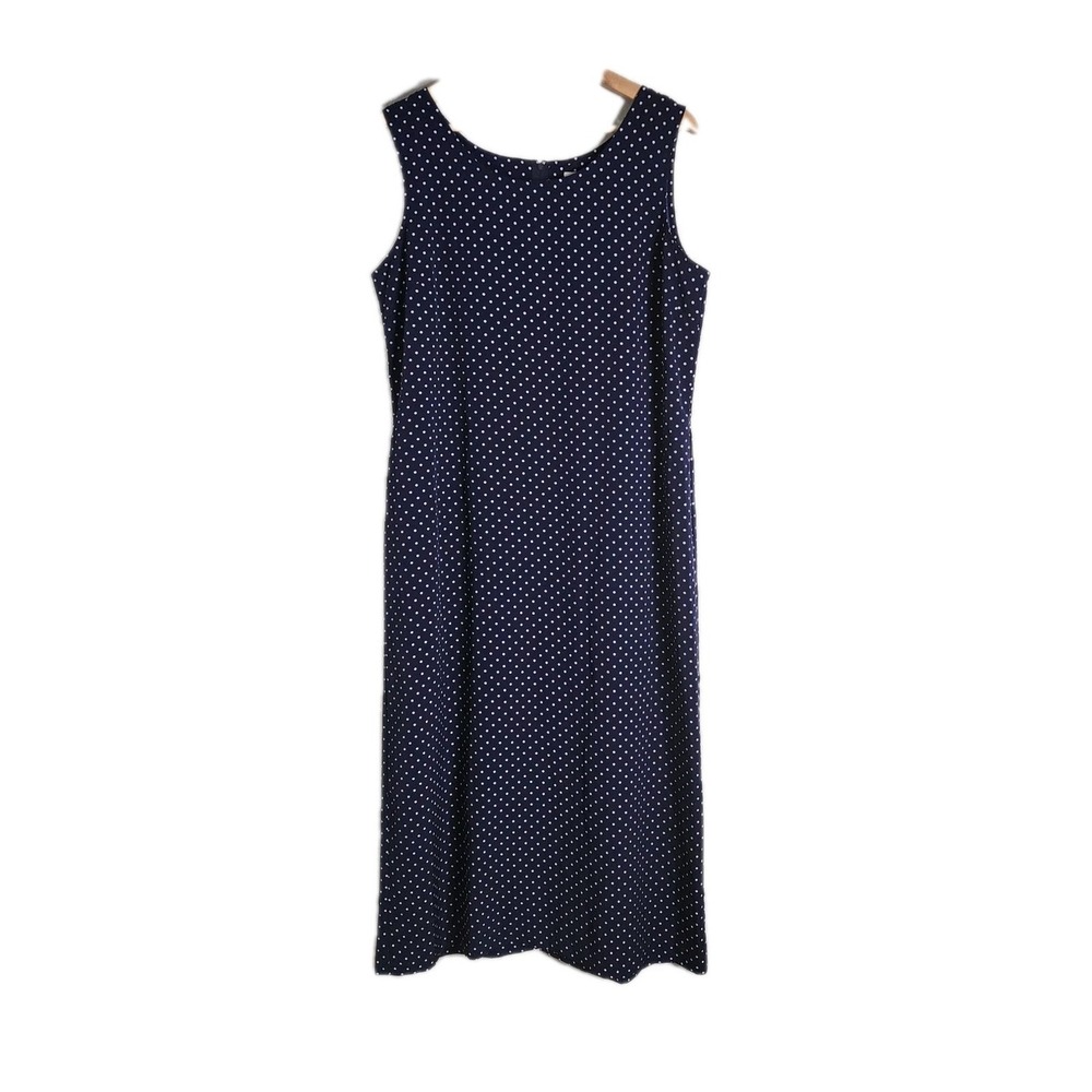 Kathie Lee Collection Navy Blue Polka Dot Maxi Dress